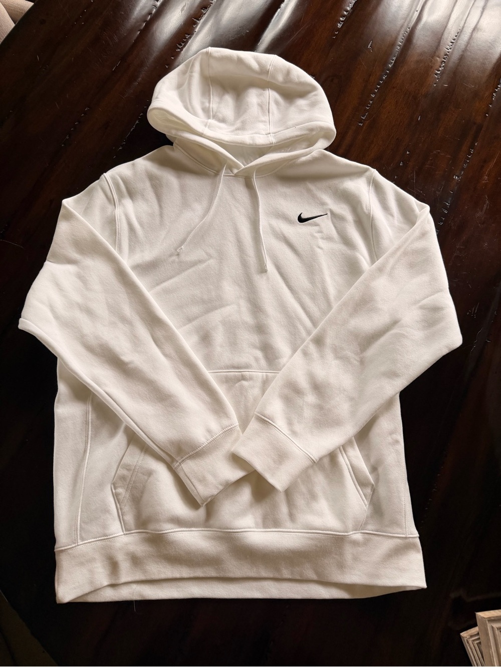Nike White Pullover Hoodie with Black Swoosh